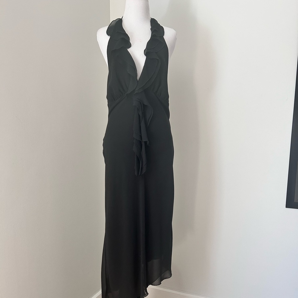 White House Black Market Black Asymmetrical Gown